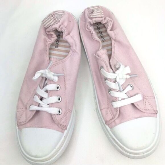 Maurices MACY Pastel Pink Slip On Lace Up Sneakers - Picture 2 of 8